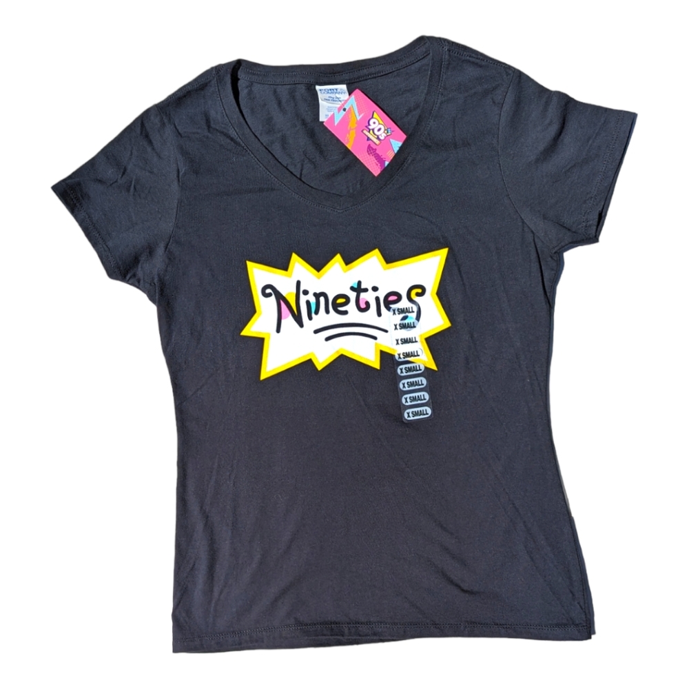 90's Experience Nineties Rugrats "Baby's Gotta Do" VNeck Tee Black